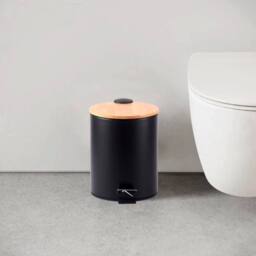 EONLION 5 Litre Wooden Lid Bin in Black - Size: 100 cm - thumbnail 3