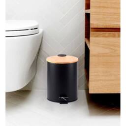 EONLION 5 Litre Wooden Lid Bin in Black - Size: 100 cm - thumbnail 2