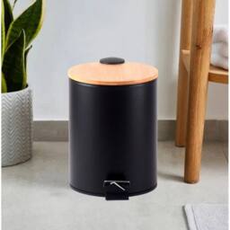 EONLION 5 Litre Wooden Lid Bin in Black - Size: 100 cm - thumbnail 4