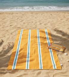LARANGE Beach Towel Bag Microfiber Suede Double-Sided 180 X 90 in Yellow - thumbnail 2