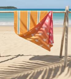 LARANGE Beach Towel Bag Microfiber Suede Double-Sided 180 X 90 in Yellow - thumbnail 6