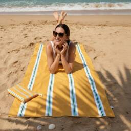 LARANGE Beach Towel Bag Microfiber Suede Double-Sided 180 X 90 in Yellow - thumbnail 9