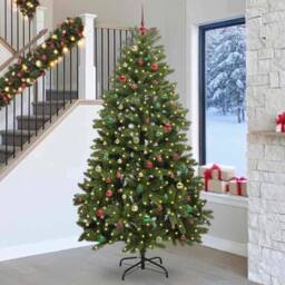 Berkfield Home Artificial Christmas Tree with Stand Green 270 cm PVC & Metal - thumbnail 1