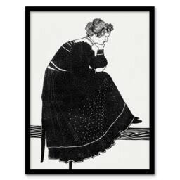 Artery8 Reijer Stolk Woman Sitting on a Stool Design Framed Art Picture Print in White - Size: A3 - thumbnail 1