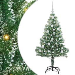 Berkfield Home Artificial Christmas Tree Snow Flocked with LED Light 120 cm in Green - thumbnail 2