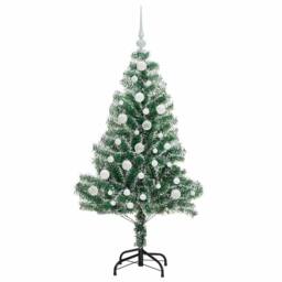 Berkfield Home Artificial Christmas Tree Snow Flocked with LED Light 120 cm in Green - thumbnail 4