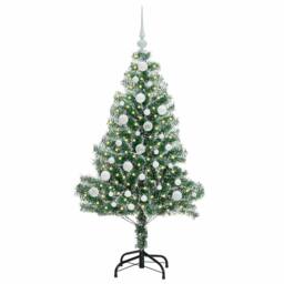 Berkfield Home Artificial Christmas Tree Snow Flocked with LED Light 120 cm in Green - thumbnail 3