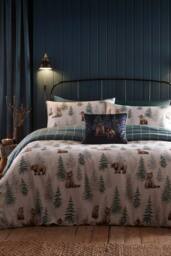 Dreams & Drapes 'Bear Walks' Brushed Cotton Duvet Cover Set in Natural - Size: Super King - thumbnail 1