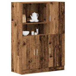 Berkfield Home Durable 2 Piece Kitchen Cabinet Set Old Wood Engineered Wood in Brown - thumbnail 2