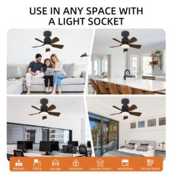 Garwarm Ceiling Fans with Lights 36w 5 Blades 4 Speeds Timing Dia 45 cm in Black - thumbnail 5