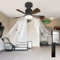 Garwarm Ceiling Fans with Lights 36w 5 Blades 4 Speeds Timing Dia 45 cm in Black - thumbnail 1