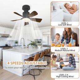 Garwarm Ceiling Fans with Lights 36w 5 Blades 4 Speeds Timing Dia 45 cm in Black - thumbnail 6