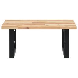 Berkfield Home Elegant Basin Shelf Wall Mounted Steel & Solid Wood Acacia in Brown - thumbnail 4