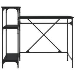 Berkfield Home Desk with Shelves Black 105x50x90 cm Engineered Wood&Iron - Size: 105 x 50 x 90 cm - thumbnail 5