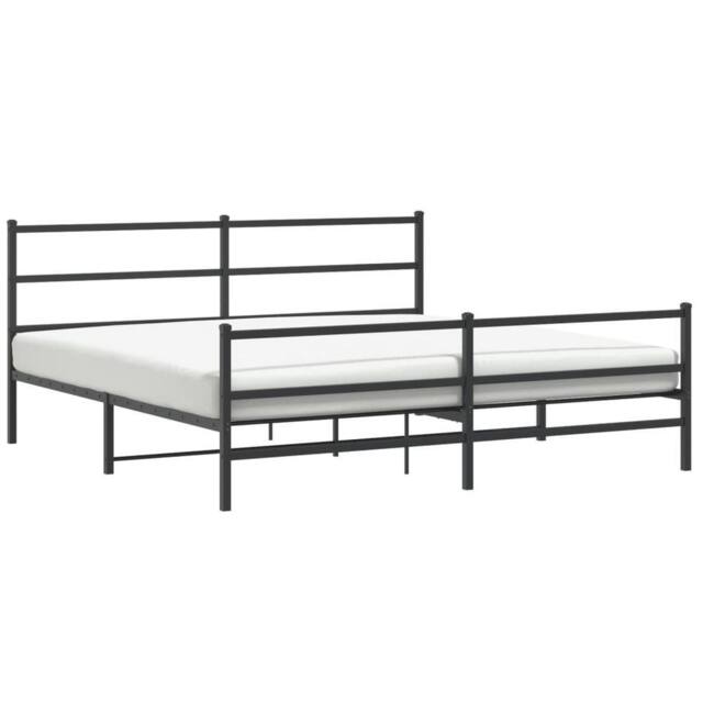 Berkfield Home Metal Bed Frame without Mattress with Footboard¬†Black 193x203cm in Black - Size: 193x203 cm - image 1