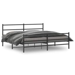 Berkfield Home Metal Bed Frame without Mattress with Footboard¬†Black 193x203cm in Black - Size: 193x203 cm - thumbnail 2