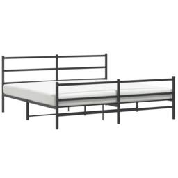 Berkfield Home Metal Bed Frame without Mattress with Footboard¬†Black 193x203cm in Black - Size: 193x203 cm - thumbnail 1