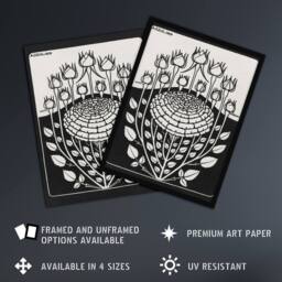 "Artery8 Rose Bush Flowers Vintage Floral Vintage Wall Art Print Graag in Black - Size: W12"" x H16""" - thumbnail 2