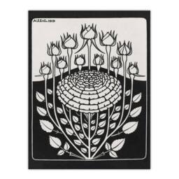 "Artery8 Rose Bush Flowers Vintage Floral Vintage Wall Art Print Graag in Black - Size: W12"" x H16""" - thumbnail 1
