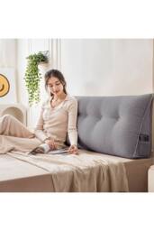 Living and Home Triangle Wedge Headboard Pillow Backrest Support Cushion in Grey - thumbnail 2