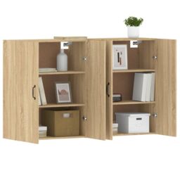 Berkfield Home Wall Mounted Cabinets 2 pcs Sonoma Oak Engineered Wood in Brown - thumbnail 4