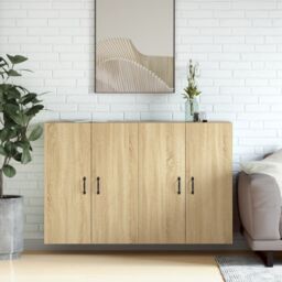 Berkfield Home Wall Mounted Cabinets 2 pcs Sonoma Oak Engineered Wood in Brown - thumbnail 1