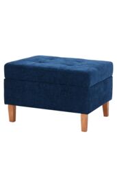 Living and Home Chenille Storage Bench with Rubberwood Legs in Blue - thumbnail 9