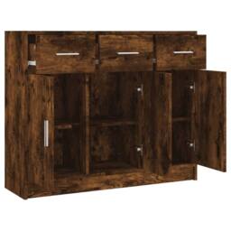 Berkfield Home Sideboard Smoked Oak 91x28x75 cm Engineered Wood in Brown - Size: 91 x 28 x 75 cm - thumbnail 6
