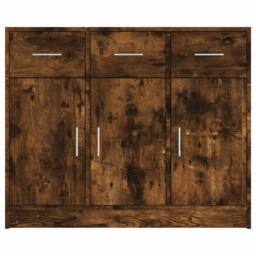 Berkfield Home Sideboard Smoked Oak 91x28x75 cm Engineered Wood in Brown - Size: 91 x 28 x 75 cm - thumbnail 5