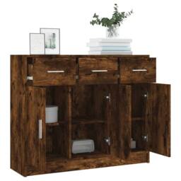 Berkfield Home Sideboard Smoked Oak 91x28x75 cm Engineered Wood in Brown - Size: 91 x 28 x 75 cm - thumbnail 4
