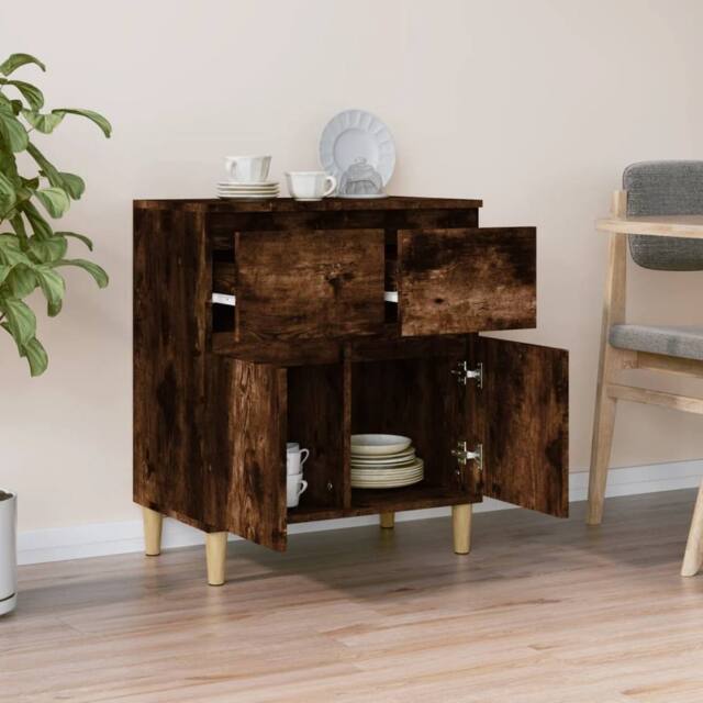 Berkfield Home Sideboard Smoked Oak 60x35x70 cm Engineered Wood in Brown - Size: 60 x 35 x 70 cm - image 1