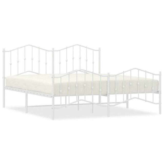 Berkfield Home Metal Bed Frame with Headboard & Footboard White 183x213 cm - image 1