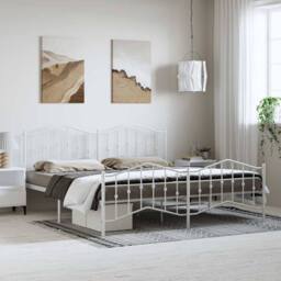 Berkfield Home Metal Bed Frame with Headboard & Footboard White 183x213 cm - thumbnail 2