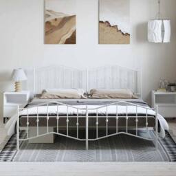 Berkfield Home Metal Bed Frame with Headboard & Footboard White 183x213 cm - thumbnail 3