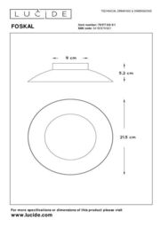 Lucide 'FOSKAL' Non Dimmable Stylish Modern Indoor LED Flush Ceiling Light in Yellow - thumbnail 4