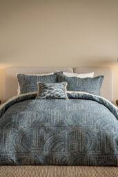 Harlequin 'Frescoes' Cotton Duvet Cover Set in Blue - Size: King