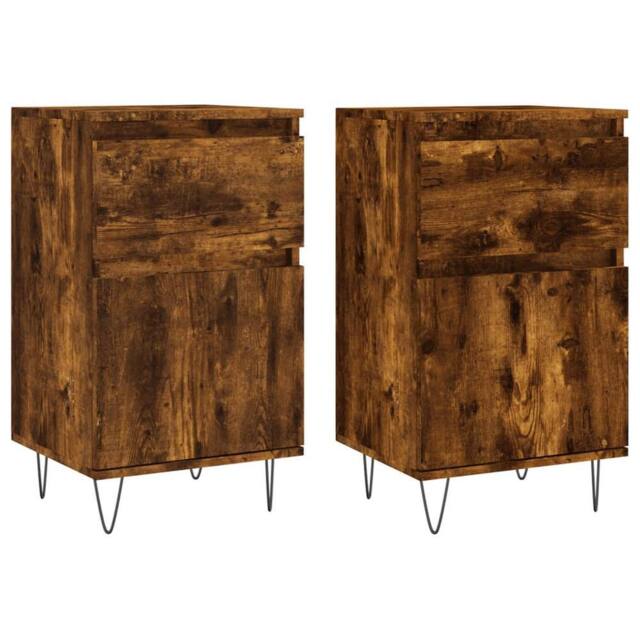 Berkfield Home Sideboards 2 pcs Smoked Oak 40x35x70 cm Engineered Wood in Brown - Size: 40 x 35 x 70 cm - image 1