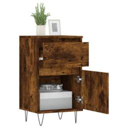 Berkfield Home Sideboards 2 pcs Smoked Oak 40x35x70 cm Engineered Wood in Brown - Size: 40 x 35 x 70 cm - thumbnail 4