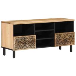 Berkfield Home TV Cabinet 100x33x46 cm Solid Wood Mango in Brown - Size: 100 x 33 x 46 cm - thumbnail 2