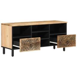 Berkfield Home TV Cabinet 100x33x46 cm Solid Wood Mango in Brown - Size: 100 x 33 x 46 cm - thumbnail 4
