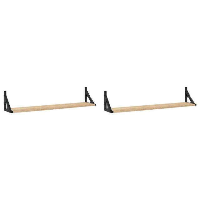 Berkfield Home Wall Shelves 2 pcs Sonoma Oak 80x15x15.5 cm Engineered wood in Light Tan - image 1