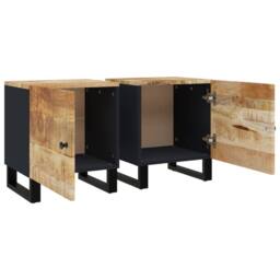 Berkfield Home Bedside Cabinets 2 pcs 40x33x46 cm Solid Wood Mango in Black - Size: 40 x 33 x 46 cm - thumbnail 7