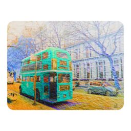 Benjamin Tate Design London Bus Green Rear Blanket in Natural - Size: 120 cm x 150 cm - thumbnail 1