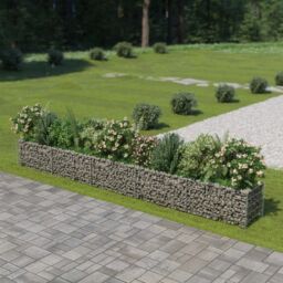 Berkfield Home Gabion Raised Bed Galvanised Steel 450x50x50 cm in Silver - Size: 450 x 50 x 50 cm