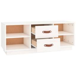 Berkfield Home TV Cabinet White 100x34x40 cm Solid Wood Pine - Size: 100 x 34 x 40 cm - thumbnail 7