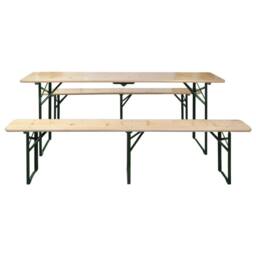 Berkfield Home Folding Beer Table with 2 Benches 220 cm Fir Wood in Brown - thumbnail 2