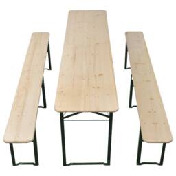 Berkfield Home Folding Beer Table with 2 Benches 220 cm Fir Wood in Brown - thumbnail 3