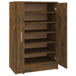 Berkfield Home Shoe Cabinet Smoked Oak 60x35x92 cm Engineered Wood in Brown - Size: 60 x 35 x 92 cm - thumbnail 2