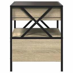 Berkfield Home Coffee Table with Infinity LED Sonoma Oak 40x40x51 cm in Brown - Size: 40 x 40 x 51 cm - thumbnail 7