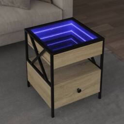Berkfield Home Coffee Table with Infinity LED Sonoma Oak 40x40x51 cm in Brown - Size: 40 x 40 x 51 cm - thumbnail 2